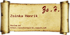 Zsinka Henrik névjegykártya
